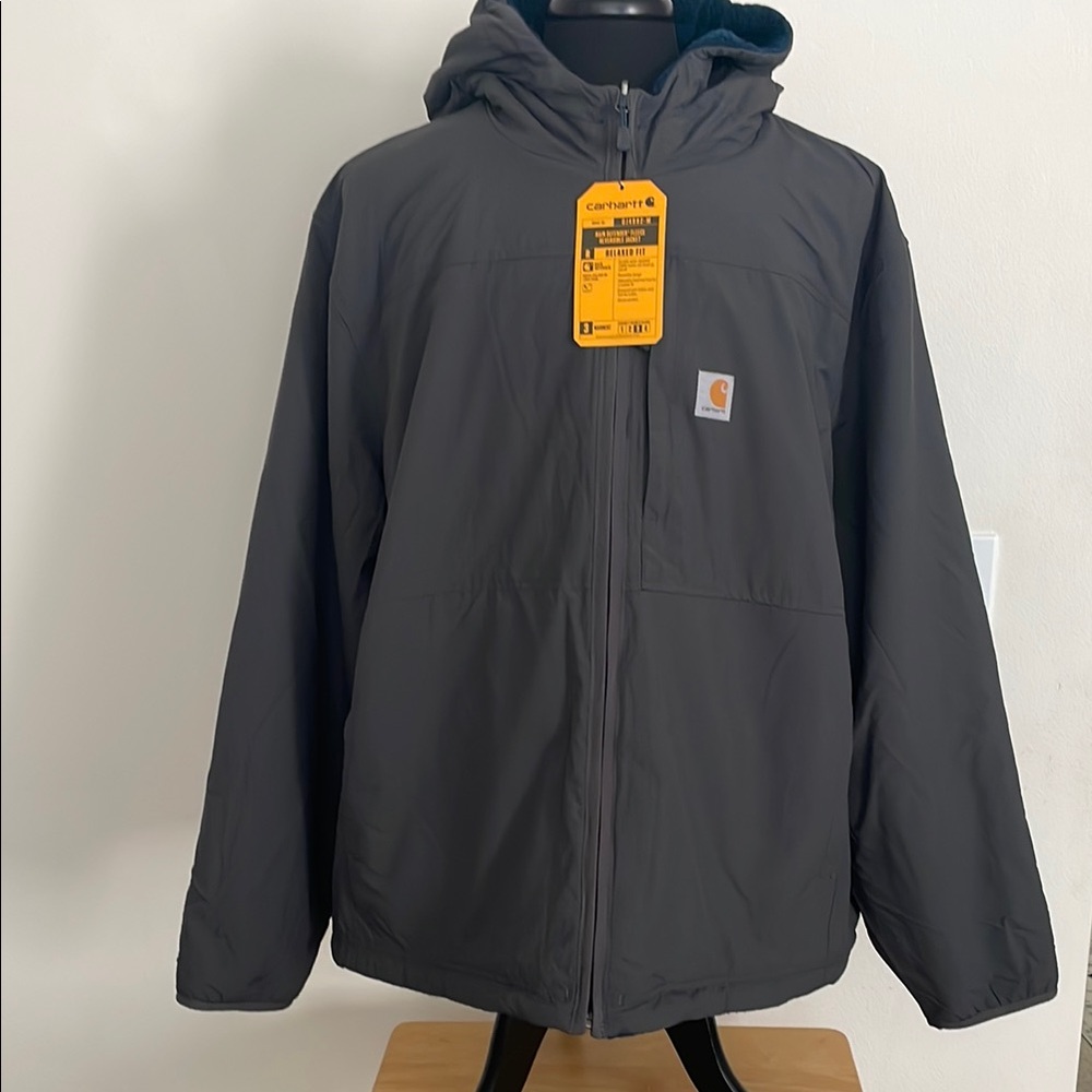 Carhartt NWT Rain Defender Fleece Reversible Charcoal Hooded Jacket Size 3XL